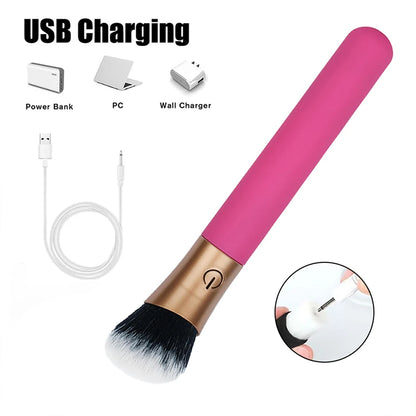 Vibrators Makeup Brush Massagers Strong Shock 10 Modes Vibration Nipple Clitoral Masturbation Stimulator AV Magic Dildo Wand 18+