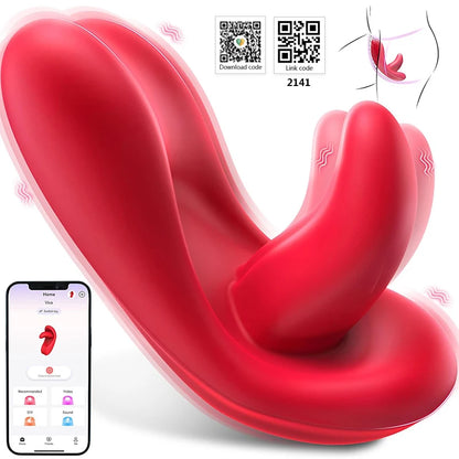App Remote Control Vibrators Tongue-Shaped Butterfly 9-frequency Vibrator Wearable Panties Clitoral Stimulator Sex Toy for Women