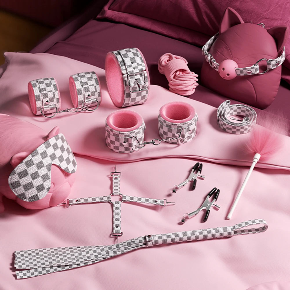 Bondage Toys BDSM Sex Restrsaints Erotic Adults Toys Handcuffs Ankle Cuffs Collar Sex Toy Adults Games Sex Leather Ferminino Kit