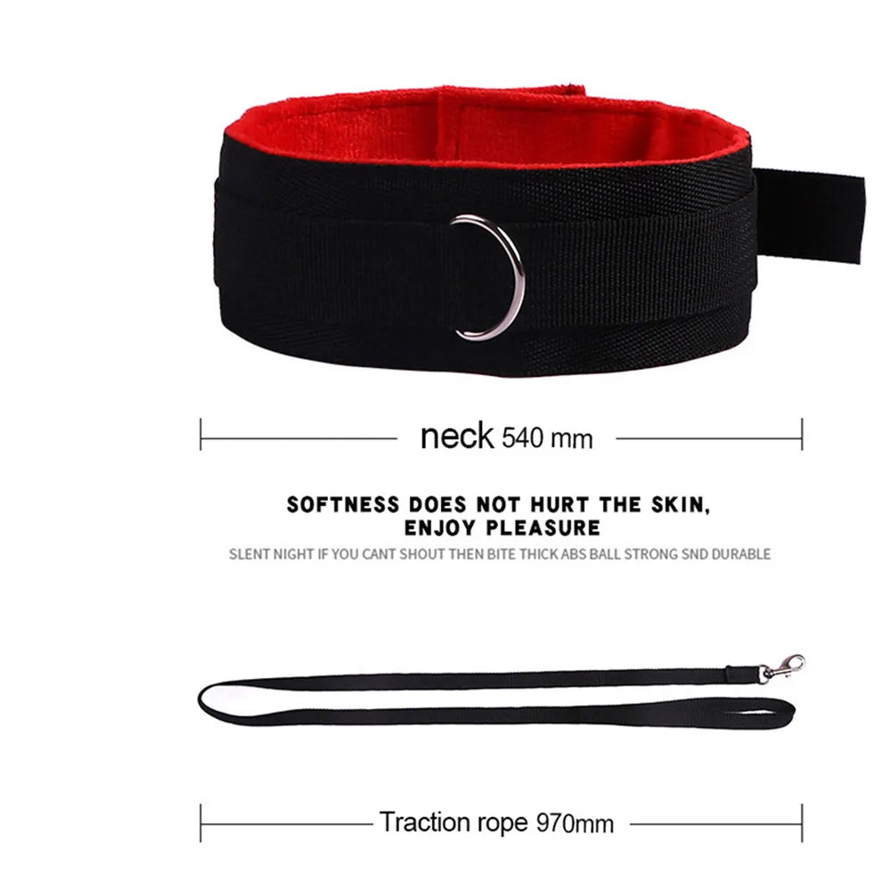Sexy BDSM Leather Plush Bundle Set, Exotic Sex Toy, Gear Collar, Hip, Oral Erotic Bundle, Eye Mask, Whipping Nipple Clip