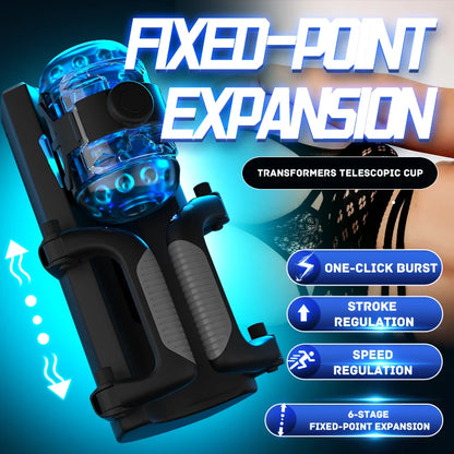 Fully Automatic Handle Masturbator 6-Segment Fixed-point Telescopic Male One-Key Burst Masturbation Cup Trainer Sex Toys for Men