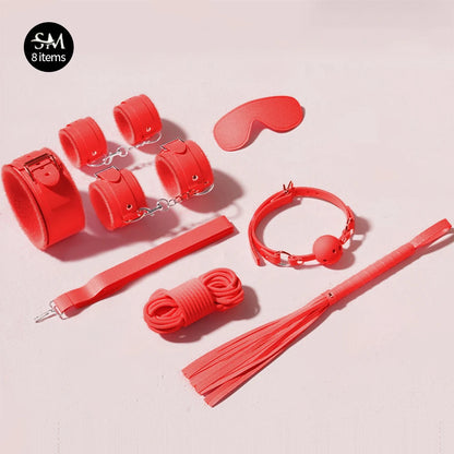 Sex Toys BDSM Bondage Kits Genuine Leather Restraint Set Handcuffs Collar Gag Vibrators Sex Toys For Women Couples Adult Games