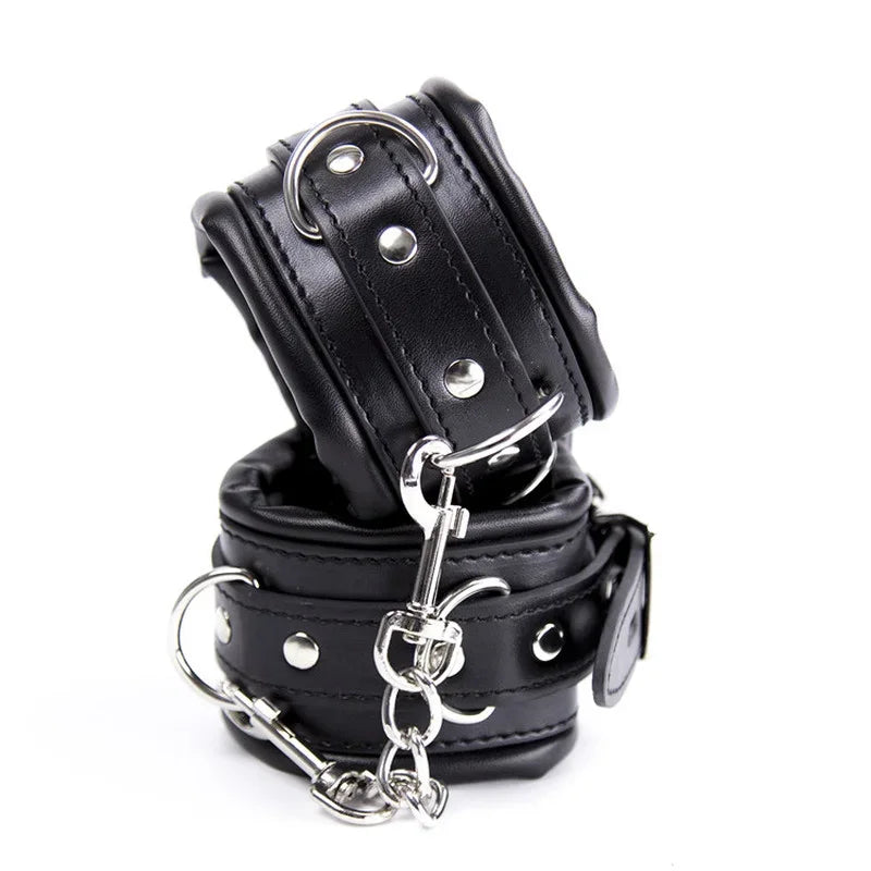 Stainless Steel Adjustable Open Leg Bar Handcuffs Ankle Cuffs Lockable Bondage Set Sex Slave Restraints Dog Collar Sex Toys BDSM