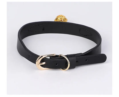 CKQU BDSM Leather Adjustable Neck Collar with Metal Chain & Bell for Adult Bondage Roleplay Luminous Safe Control Hot Sale