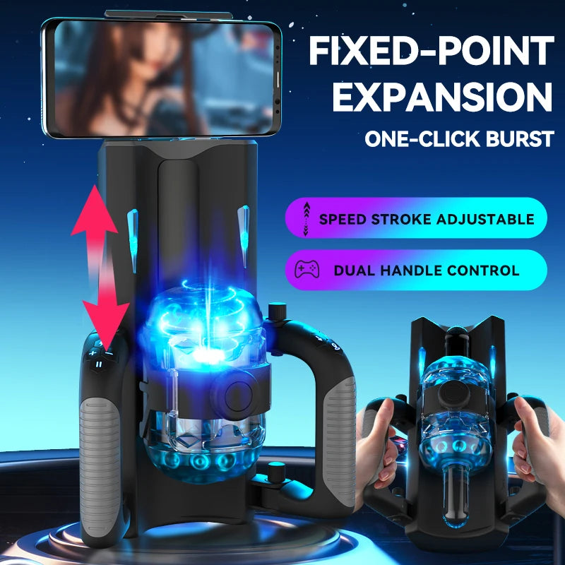 Fully Automatic Handle Masturbator 6-Segment Fixed-point Telescopic Male One-Key Burst Masturbation Cup Trainer Sex Toys for Men