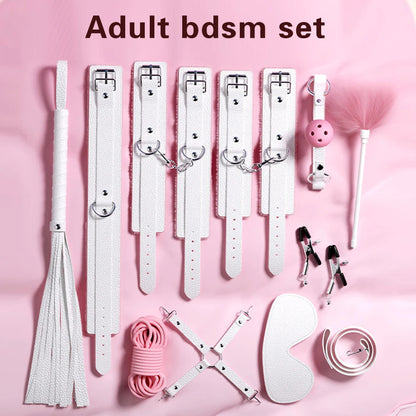 Bondage Toys BDSM Sex Restrsaints Erotic Adults Toys Handcuffs Ankle Cuffs Collar Sex Toy Adults Games Sex Leather Ferminino Kit