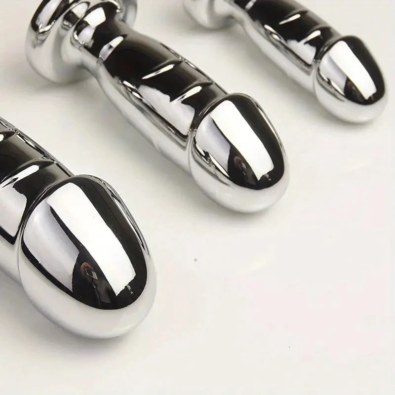Metal Anal Plug Dilator Sex Toys with Jewel Base, Dildo Shaped Anus Ass Butt Plugs, G-Point Massage,Analplug Buttplug