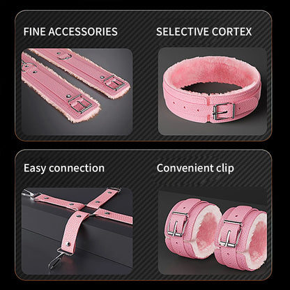 Sex Toys BDSM Bondage Kits Genuine Leather Restraint Set Handcuffs Collar Gag Vibrators Sex Toys For Women Couples Adult Games