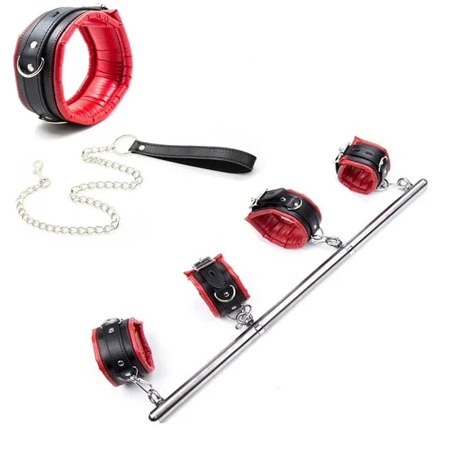 Stainless Steel Adjustable Open Leg Bar Handcuffs Ankle Cuffs Lockable Bondage Set Sex Slave Restraints Dog Collar Sex Toys BDSM
