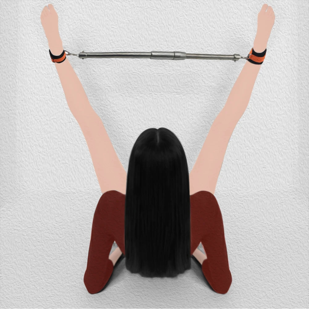Stainless Steel Open Leg Rod for Sex Slave Cosplay Anklecuff Open Leg Restraint BDSM Bondage Adjustable Sex Toy