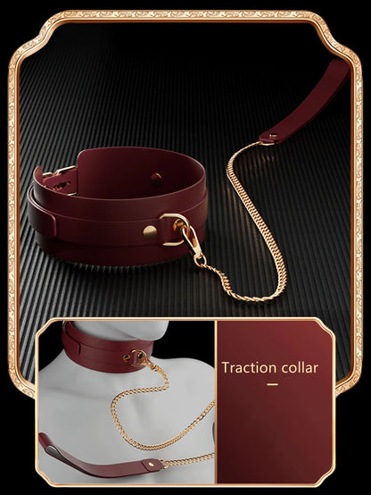 Sexy BDSM Leather Plush Bundle Set, Exotic Sex Toy, Gear Collar, Hip, Oral Erotic Bundle, Eye Mask, Whipping Nipple Clip
