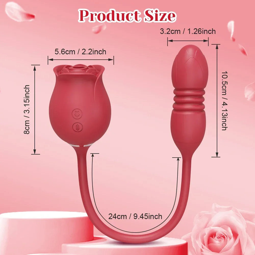 Rose-Sucking Sex Toys Dildo Vibrator for Women 3in1 Thrusting G Spot Anal Vibrators Stimulator Female Vibrating Egg Adult Toys