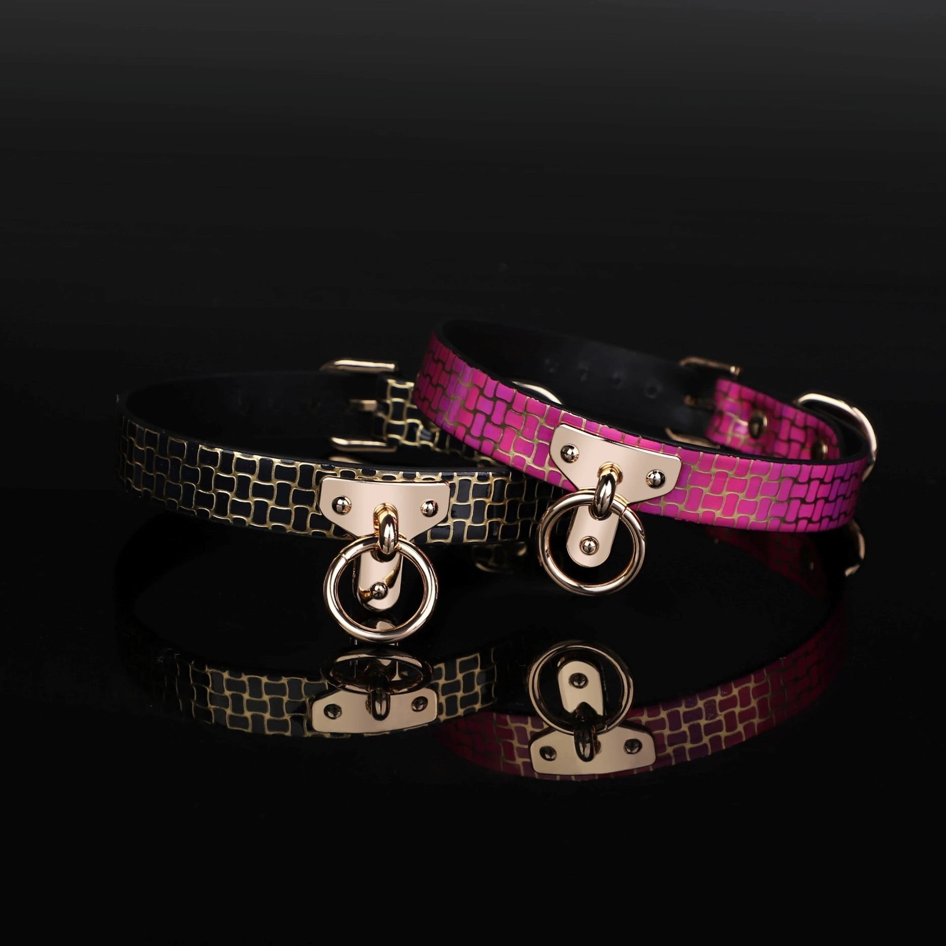 CKQU BDSM Leather Adjustable Neck Collar with Metal Chain & Bell for Adult Bondage Roleplay Luminous Safe Control Hot Sale