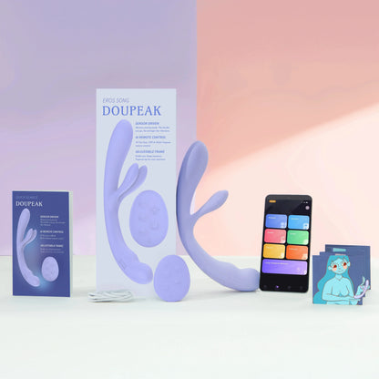 Doupeak Double Penetration Vibrator for Lesbian Couples, Female G-spot Internal Clitoris Stimulator Double Dildo, Adult Sex Toys