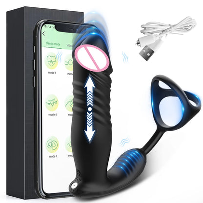 NEW Male Prostate Massager Vibrator Telescopic Anal Plugs Penis Ring Butt Plug Vibrator APP Control Sex Toys for Men Masturbator