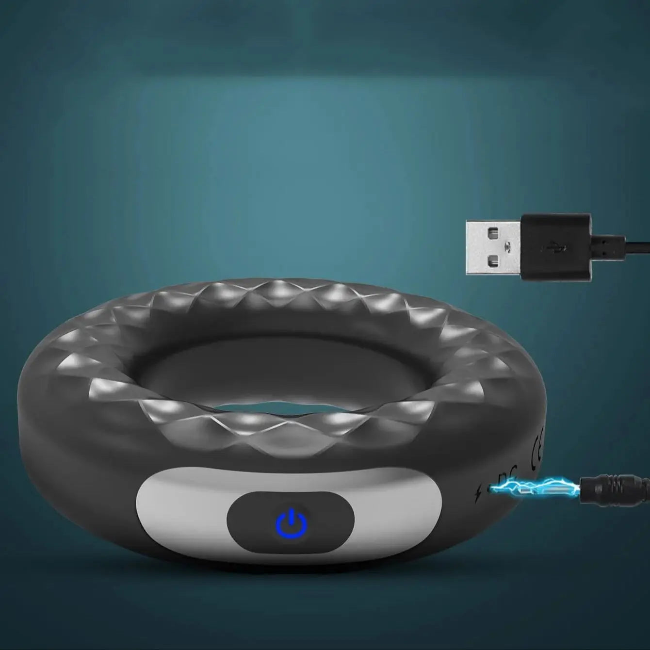 USB Rechargeable Silicone Cock Ring Vibrator Locks Penis Stimulating Toy For Men Masturbating