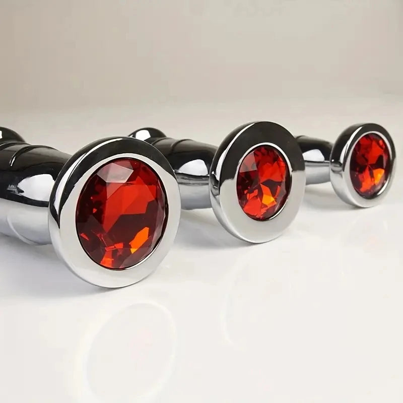 Metal Anal Plug Dilator Sex Toys with Jewel Base, Dildo Shaped Anus Ass Butt Plugs, G-Point Massage,Analplug Buttplug
