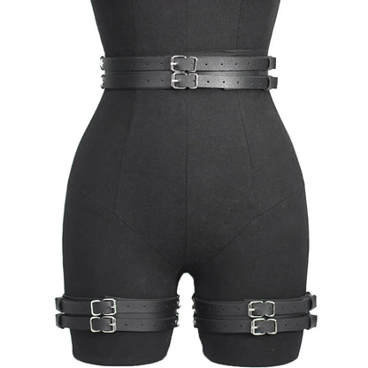 Sexy Women Leather Thigh Garter Bondage Leg Harness Gothic Stocking Belt  Adult Erotic Lingerie BDSM Fetish Clothing Accessorie