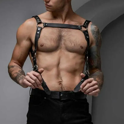 Leather Men Harness Belts with Buckle  Sex Bondage Clothes Punk Gothic Body Harness Straps Sexual Male Lingerie