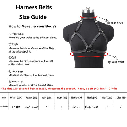 Women's sexy shoulder straps, waist belts, chest straps, PU synthetic leather underwear, shoulder straps, bras, BDSM bondage, Go