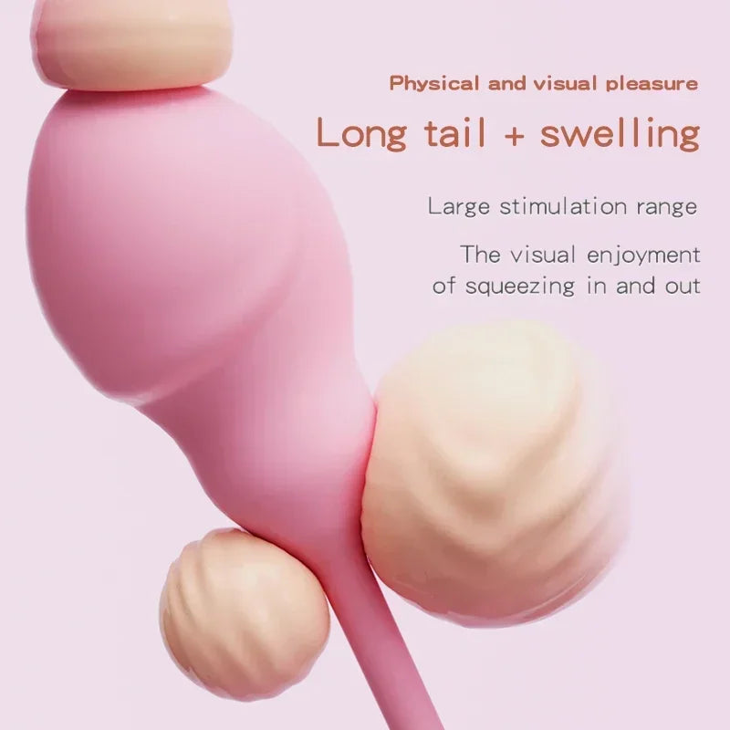 Inflatable Big Vibrating Egg with Remote Control G-Spot Stimulator Plug Anal Soft Silicone Connected Vibrator for Couple Woman