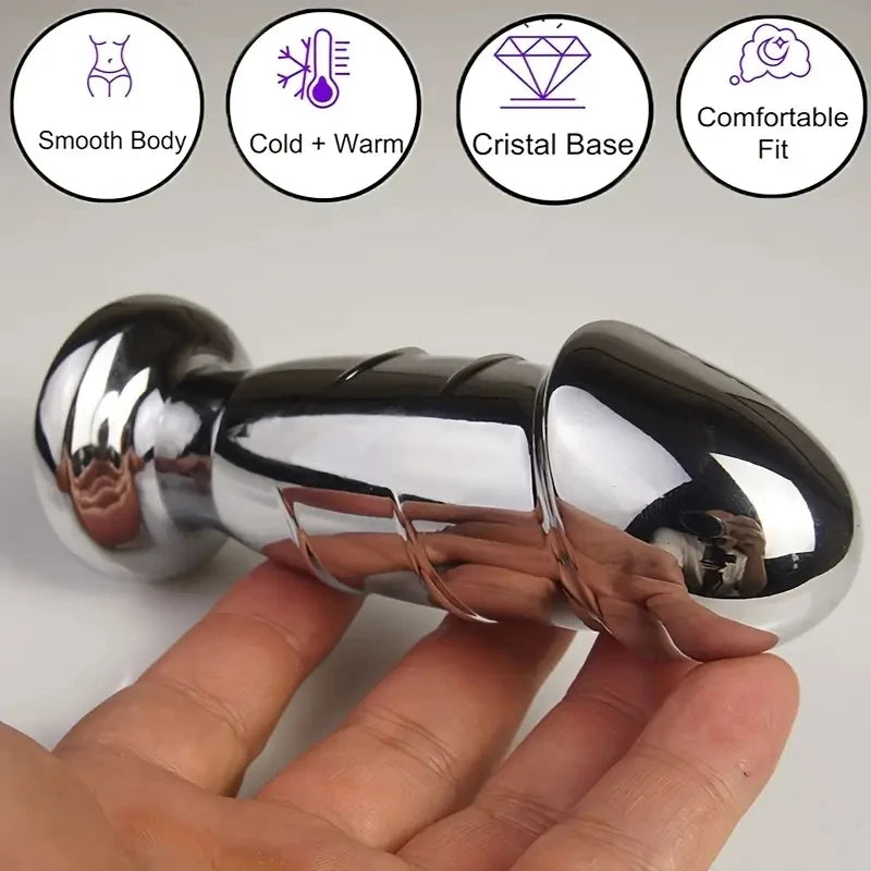 Metal Anal Plug Dilator Sex Toys with Jewel Base, Dildo Shaped Anus Ass Butt Plugs, G-Point Massage,Analplug Buttplug