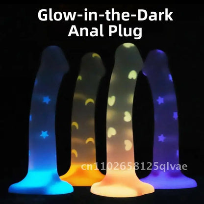 Luminous Platinum Silicone Anal Plug Special-Shaped Simulation Dildo for Adult Male Female Masturbation Jelly Glow in the Dark