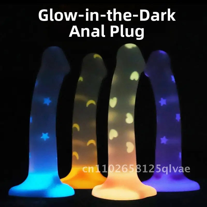 Luminous Platinum Silicone Anal Plug Special-Shaped Simulation Dildo for Adult Male Female Masturbation Jelly Glow in the Dark