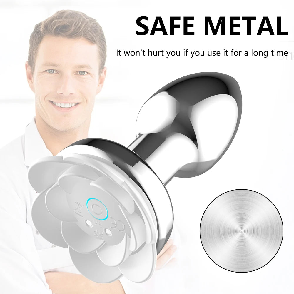 Vibrating Remote Heart-Shaped App Control Man and Woman Metal Anal Plug Adult Luminous Electric Anal Dildo Couple Intimate Toys