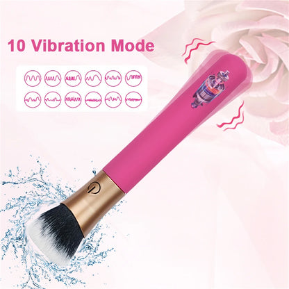 Vibrators Makeup Brush Massagers Strong Shock 10 Modes Vibration Nipple Clitoral Masturbation Stimulator AV Magic Dildo Wand 18+