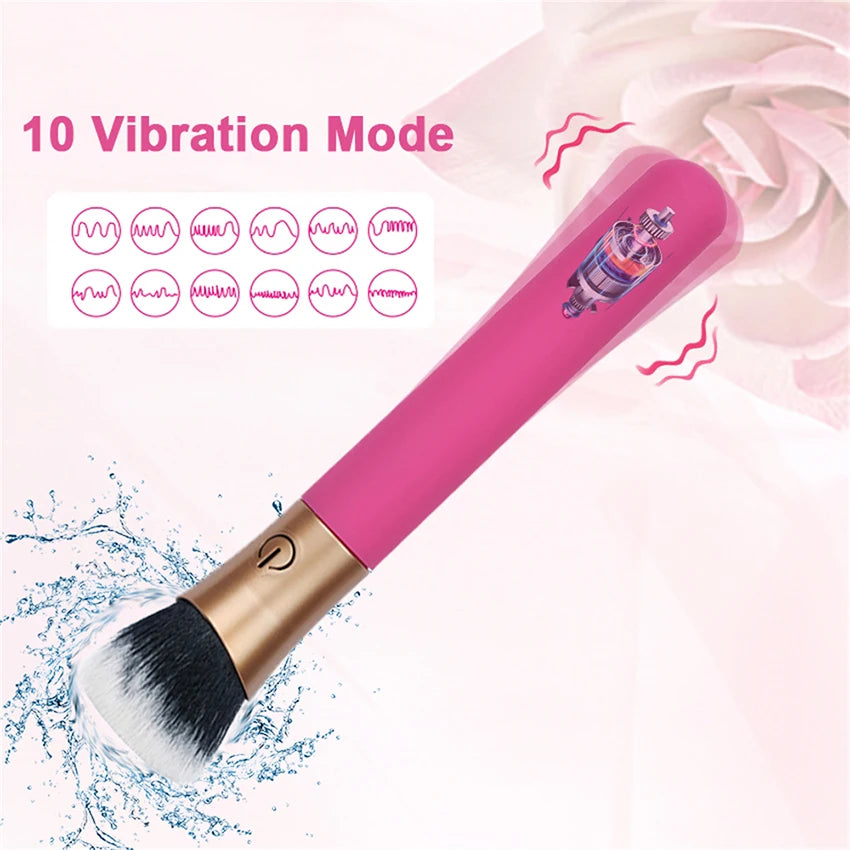 Vibrators Makeup Brush Massagers Strong Shock 10 Modes Vibration Nipple Clitoral Masturbation Stimulator AV Magic Dildo Wand 18+