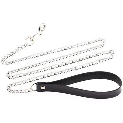 CKQU BDSM Leather Adjustable Neck Collar with Metal Chain & Bell for Adult Bondage Roleplay Luminous Safe Control Hot Sale