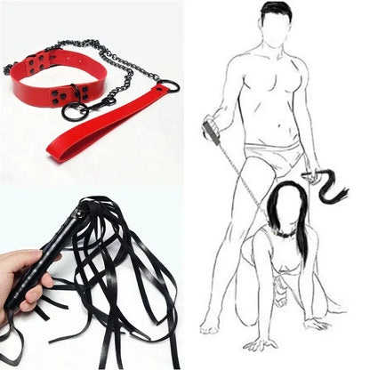 Bdsm Fetish Bondage Gear Sex Collar Leash Steel Chain Restricts Dog Chain Punish Neck Collars Sex Toys For Woman Man
