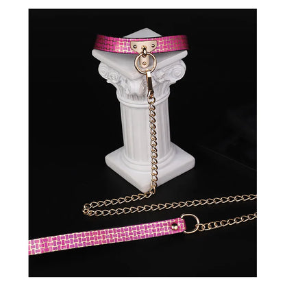CKQU BDSM Leather Adjustable Neck Collar with Metal Chain & Bell for Adult Bondage Roleplay Luminous Safe Control Hot Sale