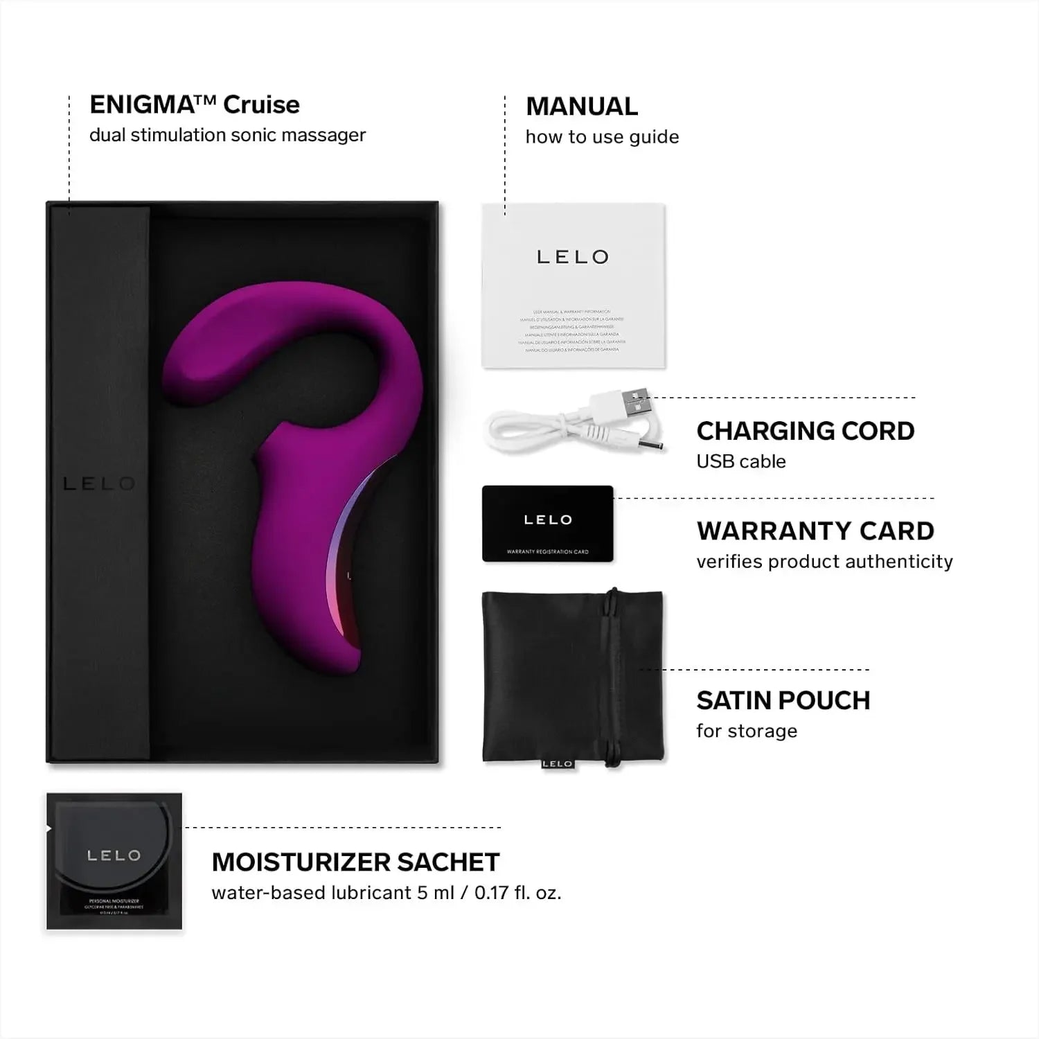 LELO ENIGMA Cruise Dual Stimulator Waterproof Clitoral Vibrator with 8 Vibrating Patterns Rabbit Sex Toy Vibrator for Women
