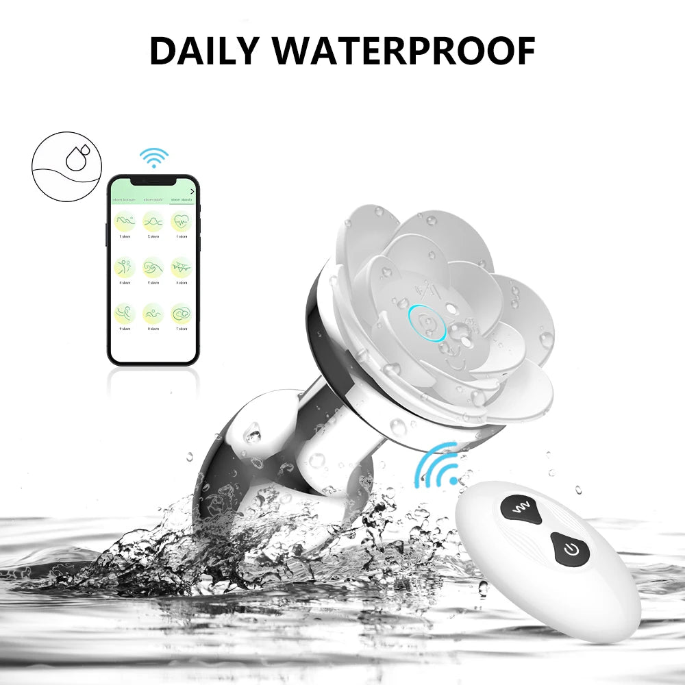 Vibrating Remote Heart-Shaped App Control Man and Woman Metal Anal Plug Adult Luminous Electric Anal Dildo Couple Intimate Toys