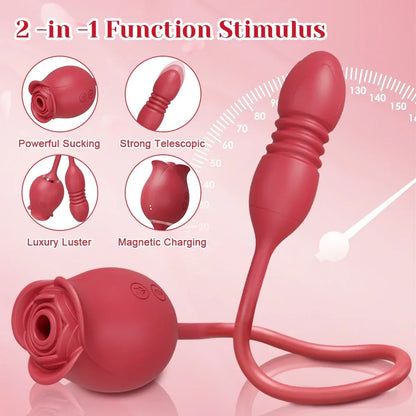 Rose-Sucking Sex Toys Dildo Vibrator for Women 3in1 Thrusting G Spot Anal Vibrators Stimulator Female Vibrating Egg Adult Toys