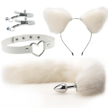 Fox Tail Anal Plug with Hairpin Bdsm Toy Flirting Metal Butt Plug Tail Sex Toys for Woman Man Couples Cosplay Adult Game Shop