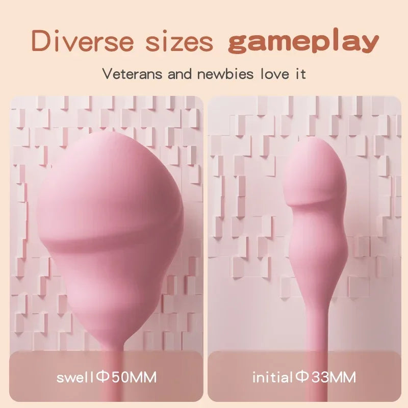 Inflatable Big Vibrating Egg with Remote Control G-Spot Stimulator Plug Anal Soft Silicone Connected Vibrator for Couple Woman