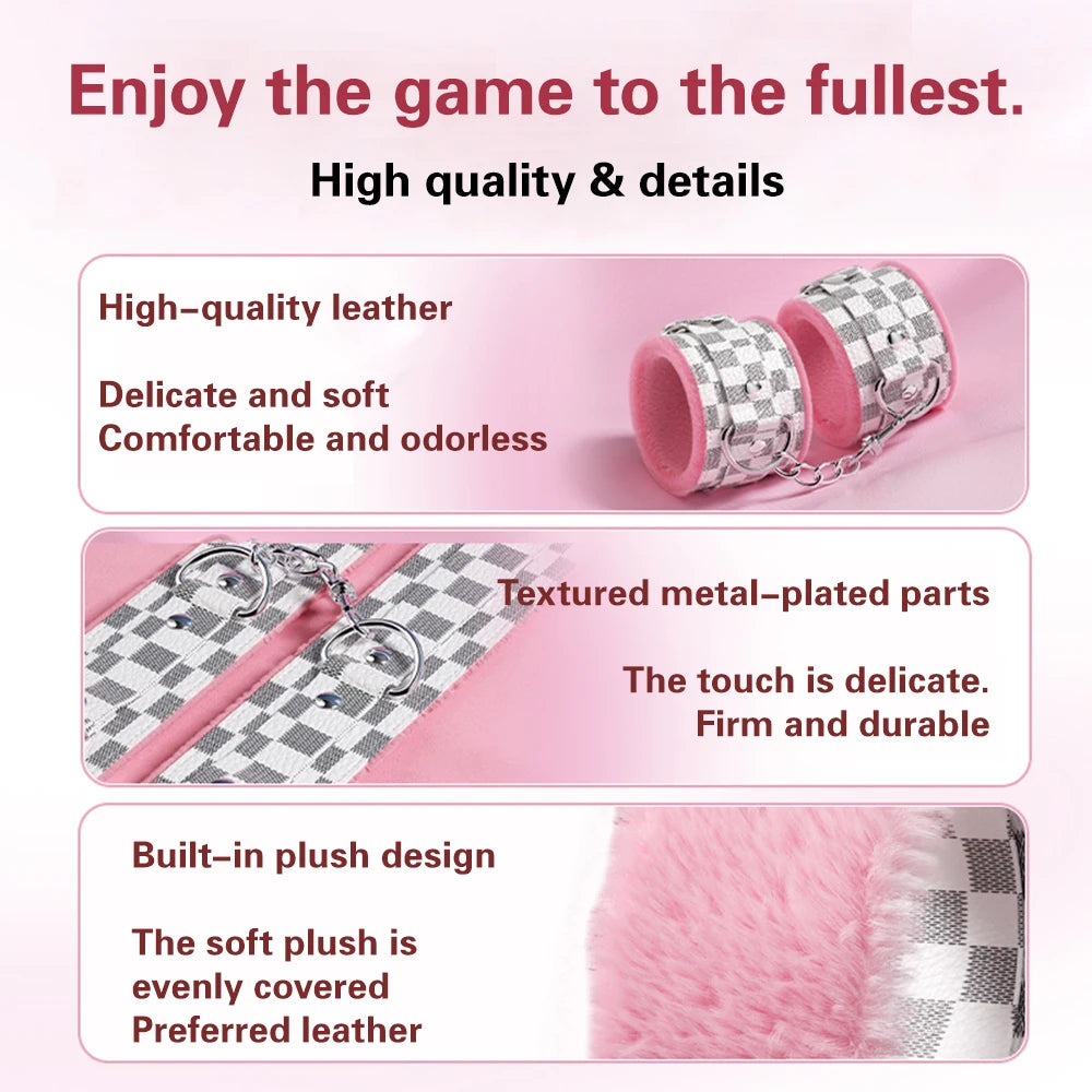 Bondage Toys BDSM Sex Restrsaints Erotic Adults Toys Handcuffs Ankle Cuffs Collar Sex Toy Adults Games Sex Leather Ferminino Kit