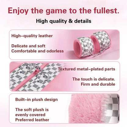 Bondage Toys BDSM Sex Restrsaints Erotic Adults Toys Handcuffs Ankle Cuffs Collar Sex Toy Adults Games Sex Leather Ferminino Kit