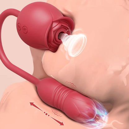 Rose-Sucking Sex Toys Dildo Vibrator for Women 3in1 Thrusting G Spot Anal Vibrators Stimulator Female Vibrating Egg Adult Toys