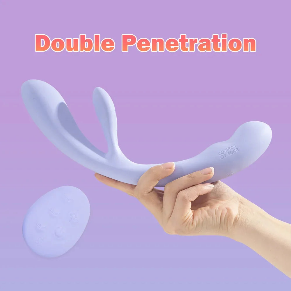 Doupeak Double Penetration Vibrator for Lesbian Couples, Female G-spot Internal Clitoris Stimulator Double Dildo, Adult Sex Toys