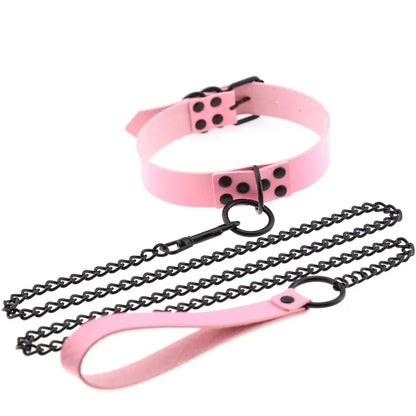 Bdsm Fetish Bondage Gear Sex Collar Leash Steel Chain Restricts Dog Chain Punish Neck Collars Sex Toys For Woman Man