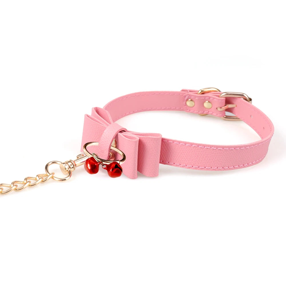 BDSM Bow Tie Slave Collar Conditioning Alternative Female Leather Neck Collar Bondage game Role Play Bondage,Adult Sex Toys