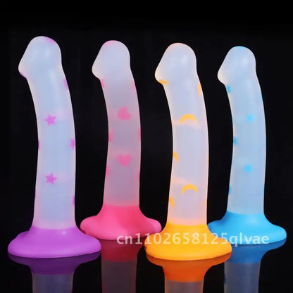 Luminous Platinum Silicone Anal Plug Special-Shaped Simulation Dildo for Adult Male Female Masturbation Jelly Glow in the Dark