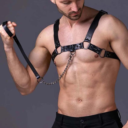 Leather Men Harness Belts with Buckle  Sex Bondage Clothes Punk Gothic Body Harness Straps Sexual Male Lingerie