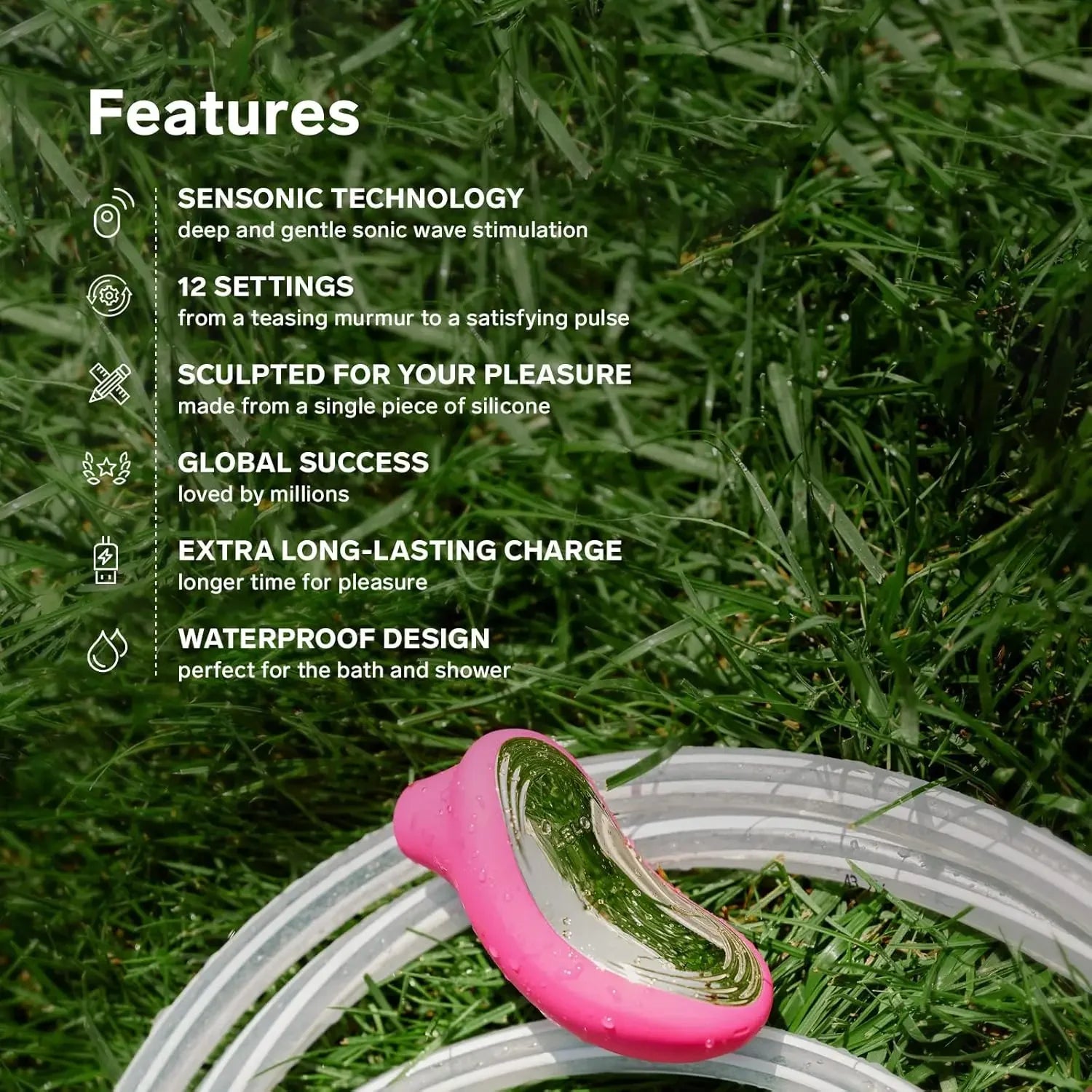 LELO SONA 2 Sonic Waves Clitoral Vibrator, Waterproof Clit Sucking Vibrator, Suction Vibrator for Women, Clitoris Stimulator