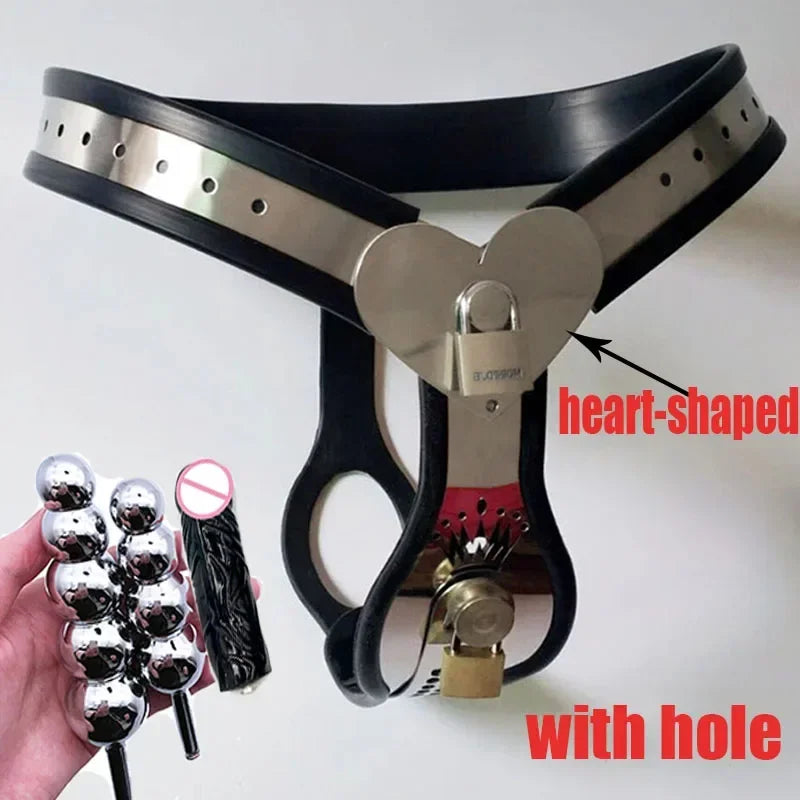 Female Stainless Steel Chastity Belt with Dildo Plug Underwear BDSM Bondage Exotic Chastity Device Flirting Women Toys for Woman