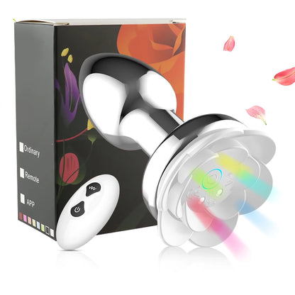 Vibrating Remote Heart-Shaped App Control Man and Woman Metal Anal Plug Adult Luminous Electric Anal Dildo Couple Intimate Toys